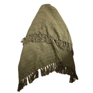 Large Green Knit Throw Blanket Pandatex 100% Acrylic Fringed Sofa‎ Bed Decor